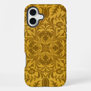Ornate gold floral pattern with symmetrical iPhone 16 plus case