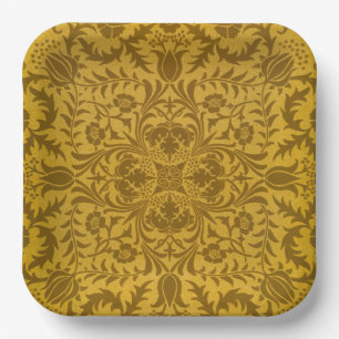 Ornate gold floral pattern with symmetrical paper plate