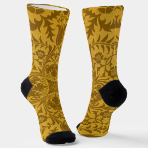 Ornate gold floral pattern with symmetrical socks
