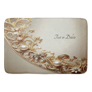 Ornate Gold Flourish Bath Mat
