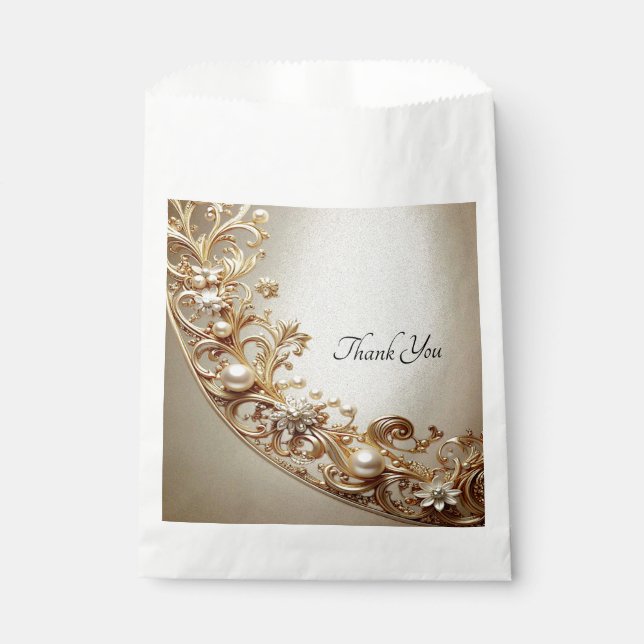 Ornate Gold Flourish Favor Bag (Front)