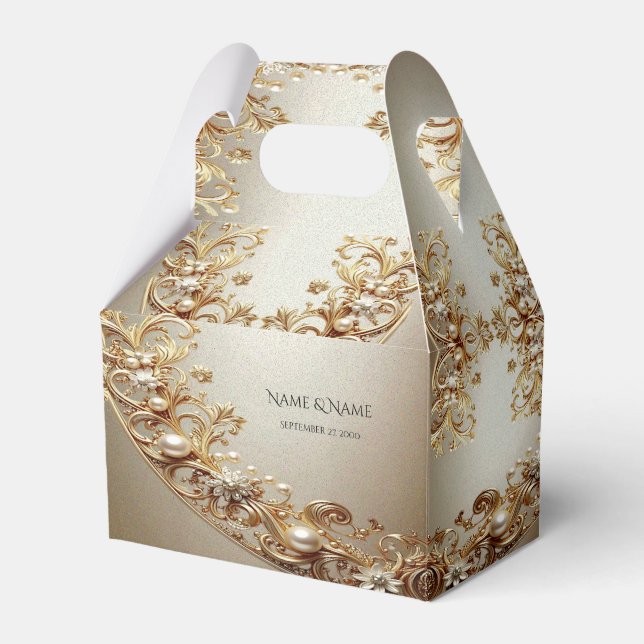 Ornate Gold Flourish Favour Box (Front Side)