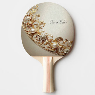 Ornate Gold Flourish Ping Pong Paddle