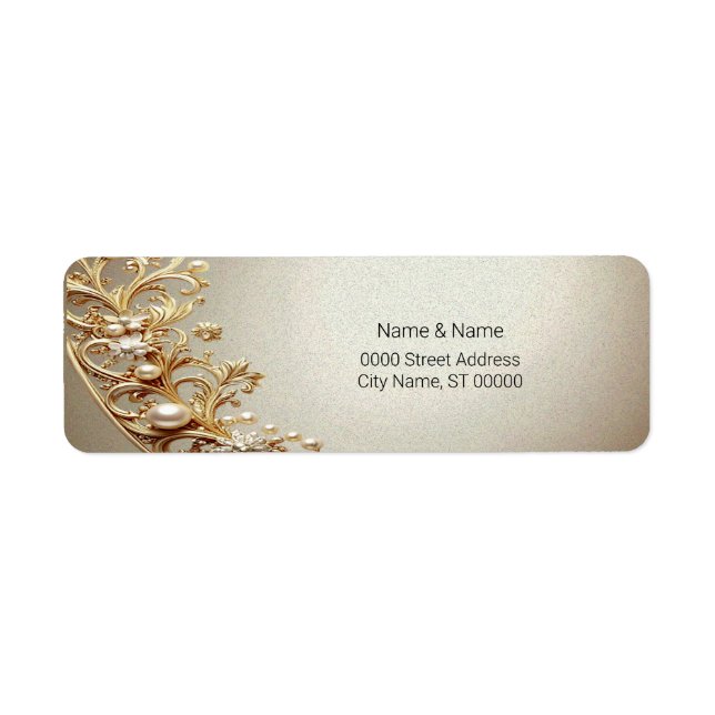 Ornate Gold Flourish Return Address Label (Front)