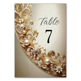 Ornate Gold Flourish Table Number