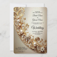Ornate Gold Flourish Wedding Invitation