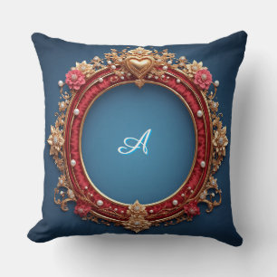 Ornate Gold Frame With Heart Gem Cushion