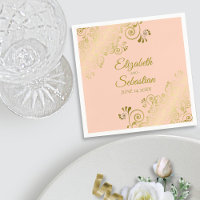 Ornate Gold Frills Elegant Coral Peach Wedding