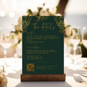 Ornate Gold Frills Script Wedding Details Enclosure Card