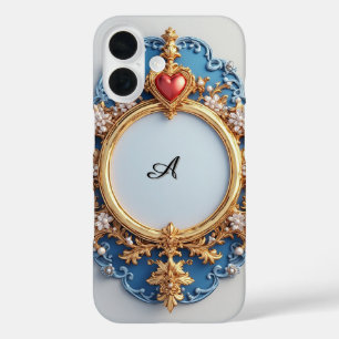 Ornate Gold Heart Frame With Pearl Bead iPhone 16 Case
