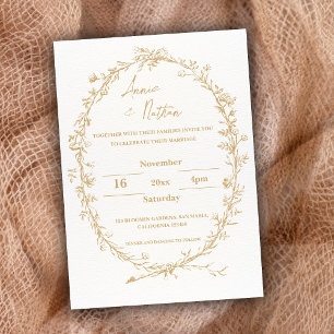 Ornate Gold  Intricate Frame Wedding Invitation