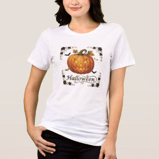 Ornate Gold Jack-o'-Lantern Halloween Art Tri-Blend Shirt