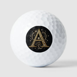 Ornate Gold Letter A Luxury Monogram Vintage Golf Balls