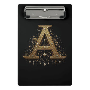 Ornate Gold Letter A Luxury Monogram Vintage Mini Clipboard