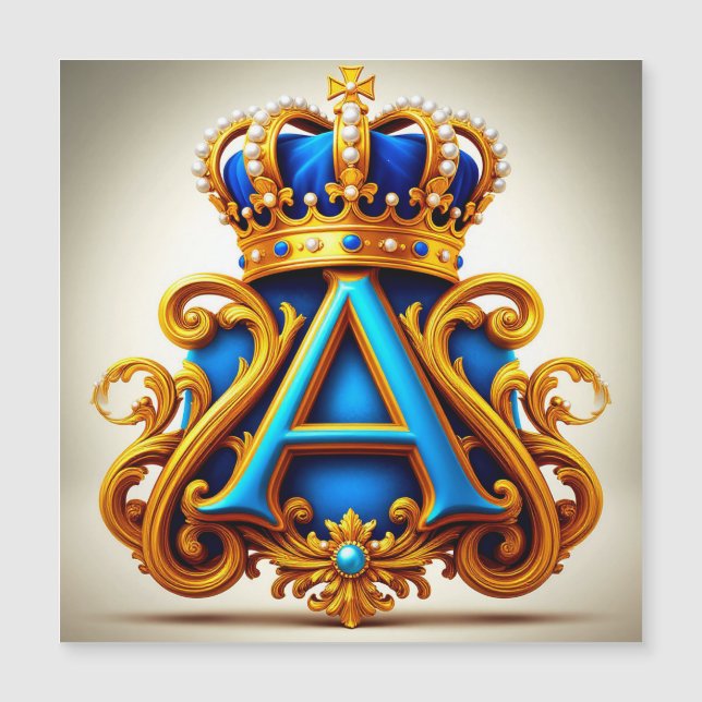 Ornate Gold Letter A With Crown Frame Design (Front)