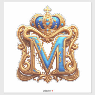 Ornate Gold Letter M With Crown Frame Design