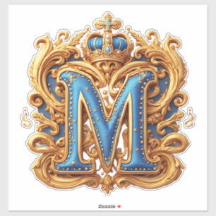 Ornate Gold Letter M With Crown Frame Design