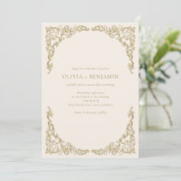 Ornate Gold Scrollwork Ivory Formal Wedding