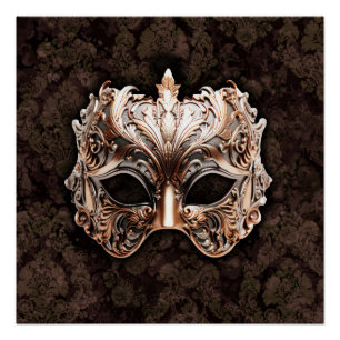 Ornate Gold-Silver Elaborate Foliage mask Poster