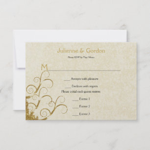 Ornate Gold Sparkle Swirls and Cream  RSVP