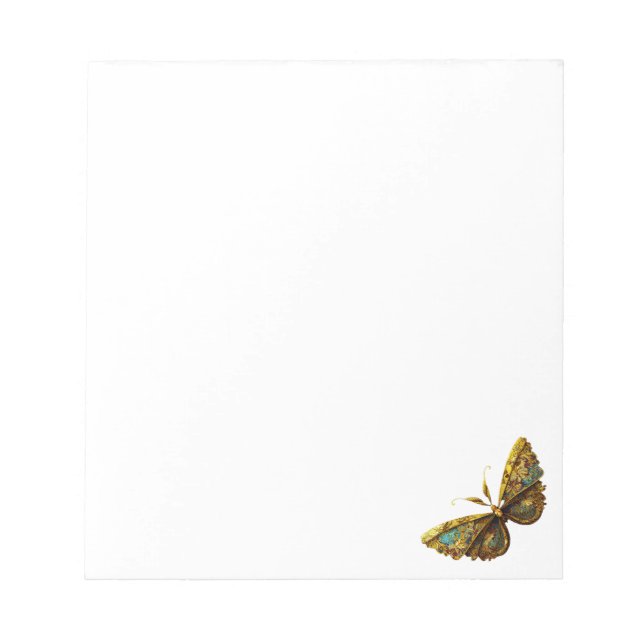 Ornate Gold & Teal Butterfly Notepad (Front)