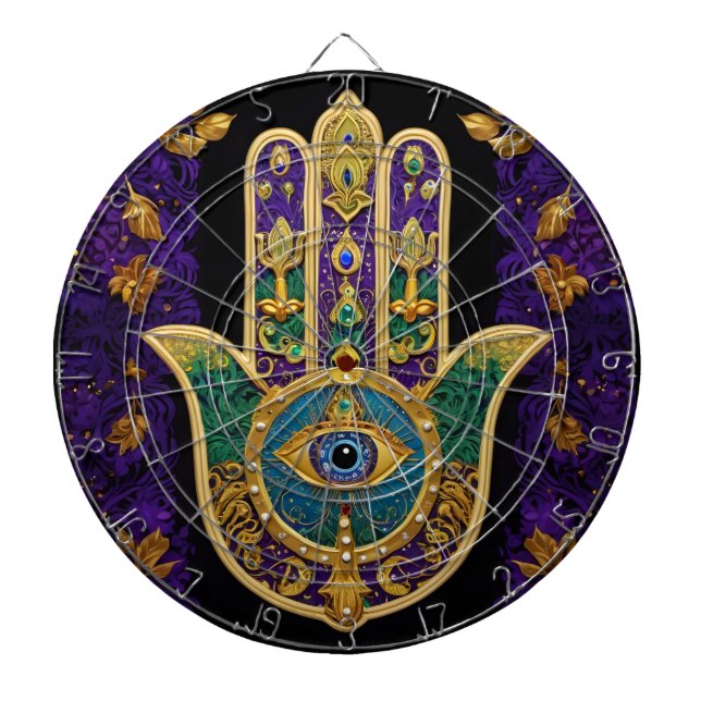  Ornate Gold Third Eye Hamsa Dartboard (Front)