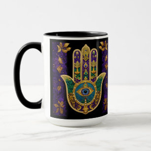 Ornate Gold Third Eye Hamsa Mug