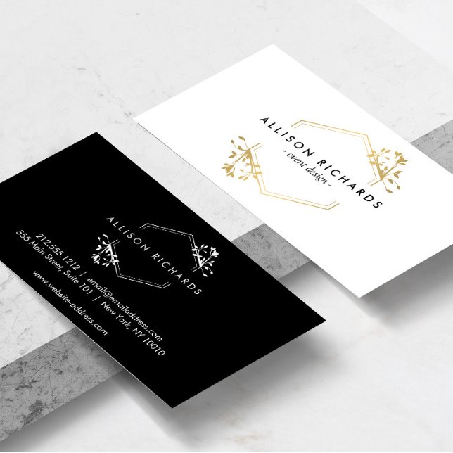 Ornate Gold Vine and Leaf Emblem Business Card (Creator Uploaded)