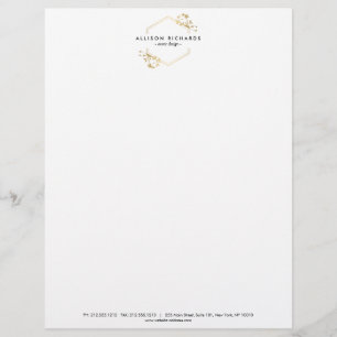 Ornate Gold Vine and Leaf Emblem Letterhead