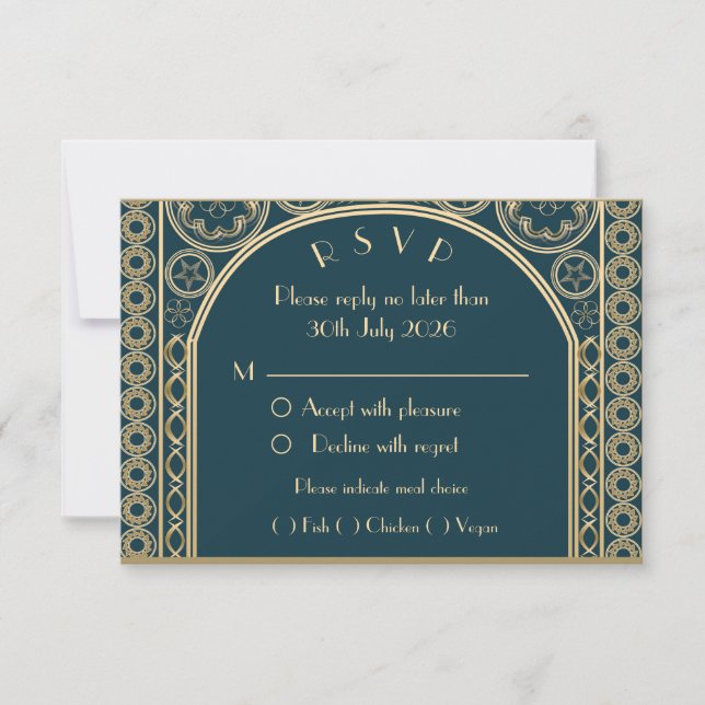 Ornate Gold - Wedding RSVP card (Front)