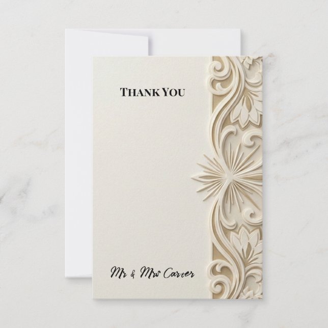 Ornate Gold Wedding Thank You Card (Front)