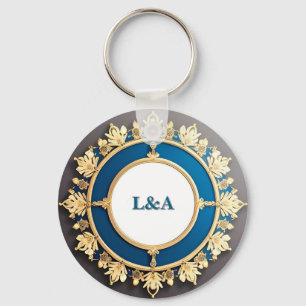 Ornate Golden Circular Decorative Frame Key Ring