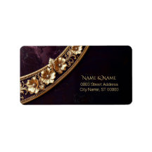 Ornate Golden Floral Address Label