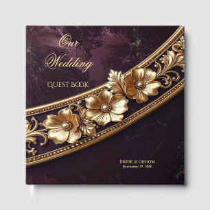Ornate Golden Floral Guest Book