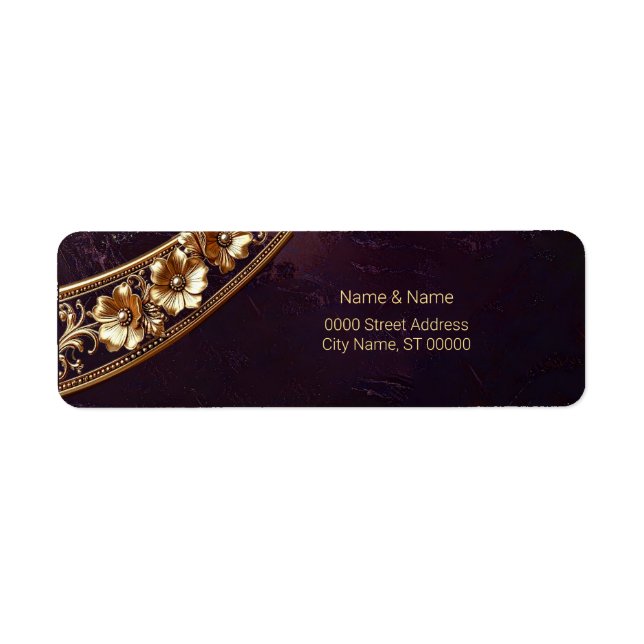Ornate Golden Floral Return Address Label (Front)