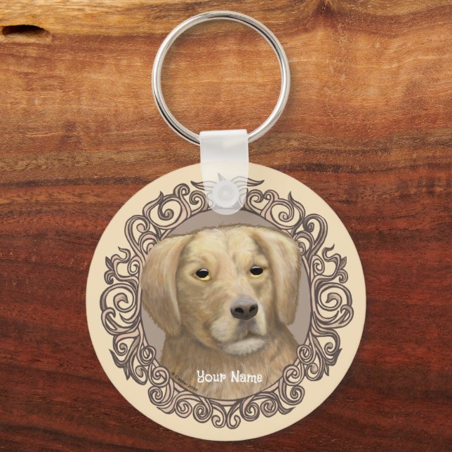 Ornate Golden Retriever keychain (Front)