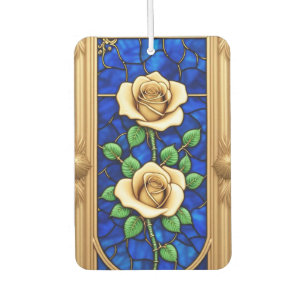 Ornate Golden Rose Artwork Car Air Freshener