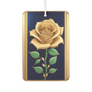 Ornate Golden Rose Artwork Car Air Freshener