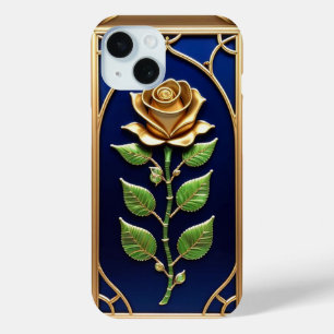 Ornate Golden Rose Artwork iPhone 15 Case