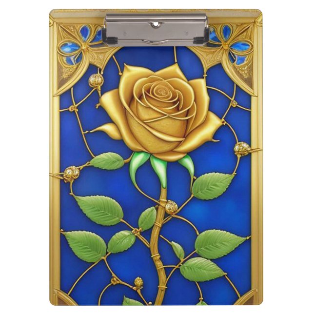Ornate Golden Rose Artwork Clipboard (Front)