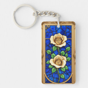 Ornate Golden Rose Artwork Key Ring