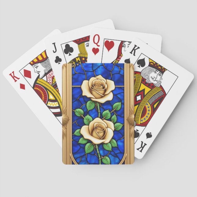 Ornate Golden Rose Artwork Playing Cards (Back)