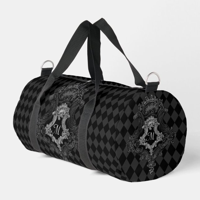 Ornate Goth Personalised Monogram Initial Duffle Bag (Left Corner)