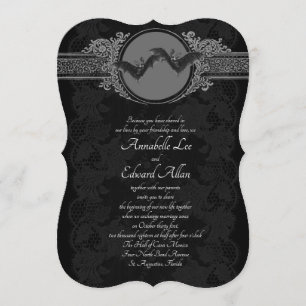 Ornate Gothic Elegant Bat Wedding Invitation