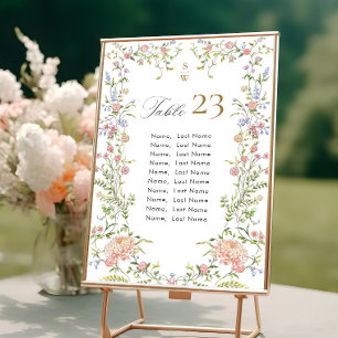 Ornate Grace Pastel Blush Flora Seating Chart Card