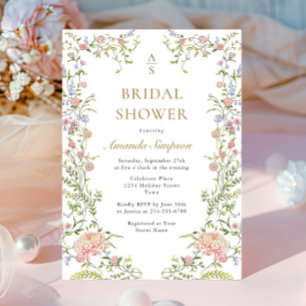 Ornate Grace Pastel Blush Floral Bridal Shower Invitation