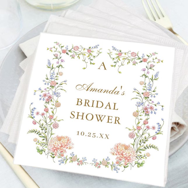 Ornate Grace Pastel Blush Floral Bridal Shower Napkin (Creator Uploaded)