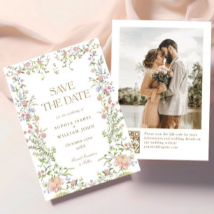 Ornate Grace Pastel Blush Floral Photo Wedding Save The Date