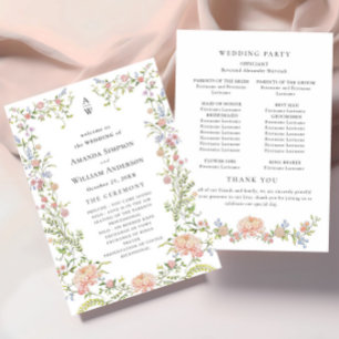 Ornate Grace Pastel Blush Floral Wedding Ceremony Programme