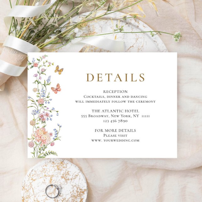 Ornate Grace Pastel Blush Floral Wedding Details Enclosure Card (Creator Uploaded)